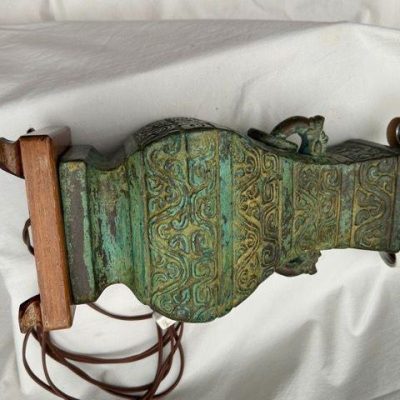 HC-015 — Chinese Bronze-Style Sister Lamps (view 4)