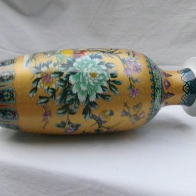 HC-017 — Chinese Famille Rose-Style Yellow-Ground Vase with Birds and Flowers (view 3)