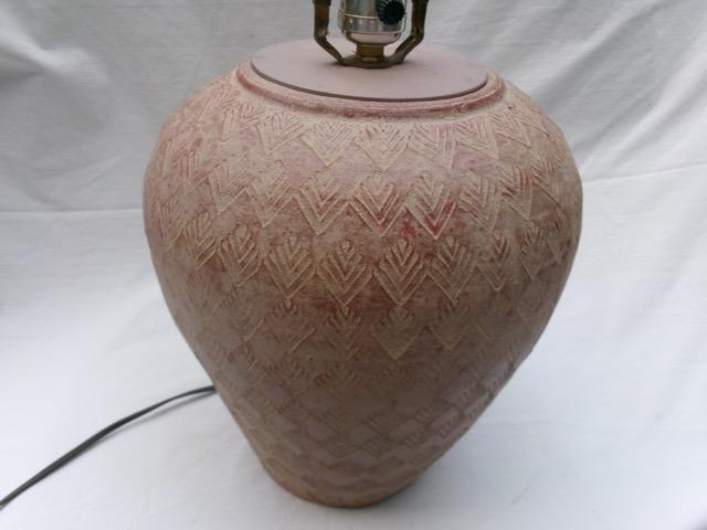 HC-029 — Chinese Textured Earthenware Vessel Lamp