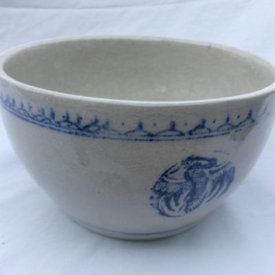 HC-030 — Chinese White Ceramic Covered Bowl with Blue Decoration (view 9)